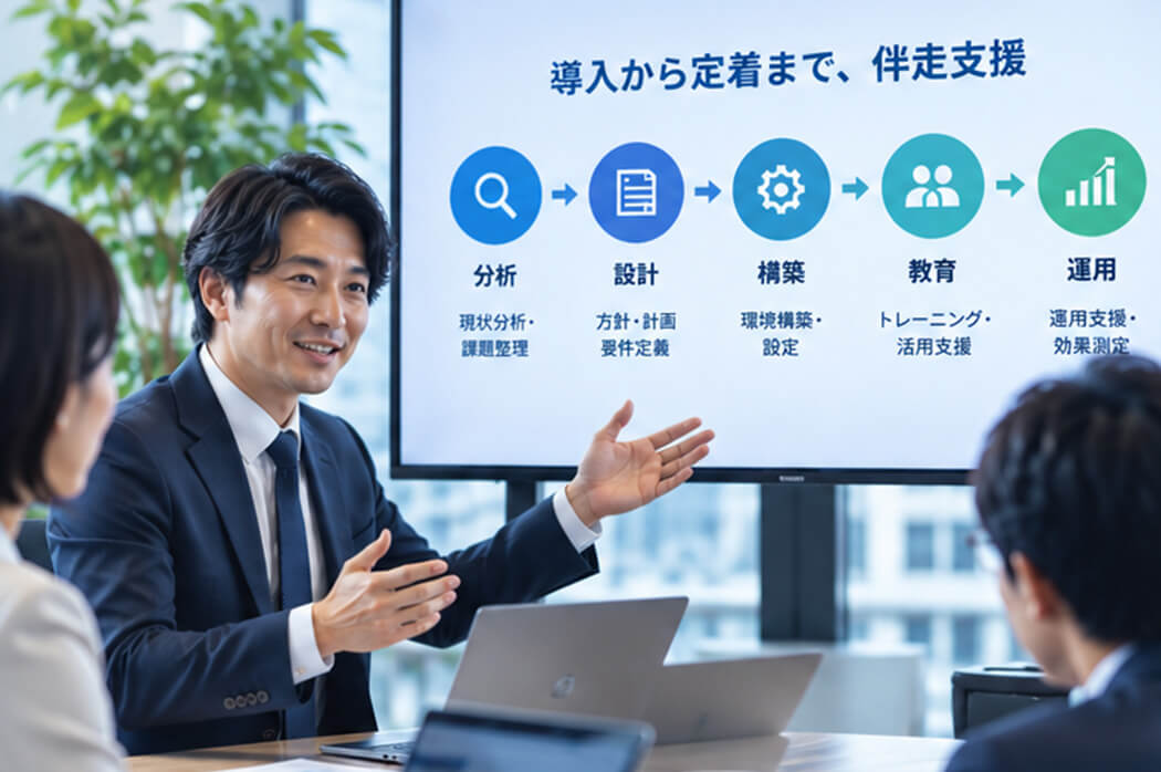 コンサルティングから実装・教育まで一貫支援